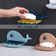 Cartoon Whale Bathroom Soap Dish Holder Bathroom Soaps Box Storage Shelf Plastic Wall Mounted Draining Organizer Tray thumbnail-5