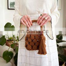 Macrame Handcrafted Brown Women Hand Bag Wrist Bag Clutch thumbnail-4