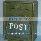 Hongwei Handmade Antique Vintage Green Wooden Mailbox/Letter Box/Post Box for Home&Garden Decor,Wall Mounted,High Quality