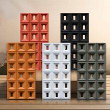 Modern Design PU Components 3D Geometric Plate With Pyramid Texture Lightweight Polyurethane Culture Stone for Hotel Application