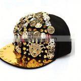 Black Non-washable Hip-hop Spikey Spike Rivets Studded Button Cap thumbnail-1