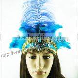 Handmade Wholesale Blue Natural Ostrich Feather Headdress Indian thumbnail-1