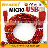 1m 2m 3m Braided Micro USB cable Data transfer and power charge For Android