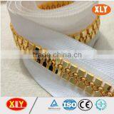 Xly Fancy White Tape Gold Teeth Zipper , Plastic Zipper thumbnail-2