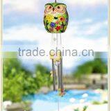Mini Ceramic Owl Electric Wind Chime With Solar Powered Led Lights Wholesale