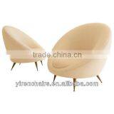 Exceptional Pair Lounge Chairs/Wood Fabric Soft Sofa Chair thumbnail-1