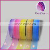 Gradual change color ribbon pink,yellow,blue,purple, 1-1/2inch wide organza ribbon,diy handmade hair accessorie,200 yard / roll.