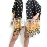 Vintage Retro HIPPIE BOHO Tie Dye Festival Music Beach Fringe Shirt Tunic Tent Kaftan Cover up Cardigan Plus Elephant Print thumbnail-3