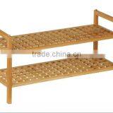 Housewares 40 x 70 x 27 cm 2 Tier Walnut Wood Shoe Rack thumbnail-1