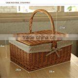 Handled Rectangular Natural Wicker Hamper Box With Liner thumbnail-5