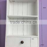 Shabby Chic Style White Wooden Wall Display Cabinet Shelf Unit Shaker Storage Wall Shelf With Hook Wall Mount Rack thumbnail-3