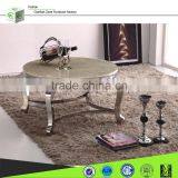 CT07R Metal Base Stainless Steel Marble Top Round Coffee Table thumbnail-1
