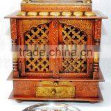 Hand Painted Copper Finish Wooden Temple With Gate thumbnail-3