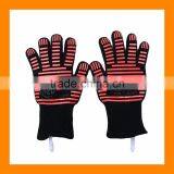 Heat Resistant Black With Red Silicone Flexible Cooking Baking BBQ Oven Grill Gloves Pan Holders Gloves thumbnail-2
