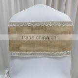100% Natural Burlap Hessian Chair Sash With Lace Band at 2 Side for Rustic Wedding thumbnail-6