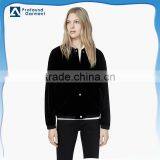 Womens Black Custom Made Bomber Velvet Jacket for Winter thumbnail-1