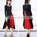 High Elastic Pleat Asymmetrucal Spring Women Dress thumbnail-3