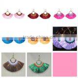 Bohemian Ethnic Jewelry Handmade Colorful Tassel Hoop Earrings thumbnail-1