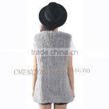 CX-G-B-184 New Fashion Knitted Women Grey Rabbit Fur Alpaca Fur Vest thumbnail-5
