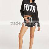 MGOO Black Drawstring Waist Contrast Binding Dolphin Shorts Sport Cotton Shorts Plain Hot Shorts thumbnail-5