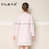 2015 Latest Fashionable o Neck Apricot Plain Style Brand Name Women Winter Coat thumbnail-2