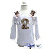 Brown Giraffe Light Pink Bow 2nd Birthday White Long Sleeves Top 1-7Y thumbnail-1