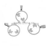 Stainless Steel Cut Out Pendants Butterfly Animal Silver Tone Round thumbnail-3