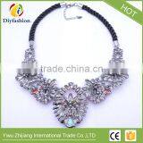 Shourouk Style Alloy Flower Vintage Statement Pendants Necklaces Crystal Jewelry Fashion Choker Necklace thumbnail-4