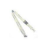 White Polyester Custom Woven Lanyard For Company ID Holder