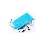 Lady Silicone Zippered Coin Purse Handbag With Handle , Blue / Pink Promotion