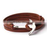 Cool Charm Anchor Wrist Band Men Leather Bracelet thumbnail-1