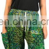 Colourful Peacock - Aladdin Drawstring Trousers Hippie Festival Boho Trouser Pants thumbnail-3