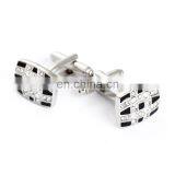 Black and Silver Grid Rhinestone Shirt Men Cufflinks Crystal thumbnail-2