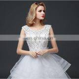 HS1601 Vintage Lace Applique Elegant White Ruched Tulle Wedding Dress 2017 thumbnail-6