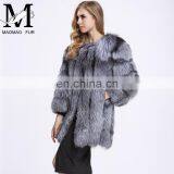 Latest Women Fashionable Fox Fur Jacket Lovely Beautifur Real Silver Fox Fur Coat Sex thumbnail-5