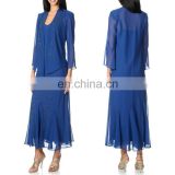 Hot Sale Fashion Gown design womens Blue Beaded Embellished Two-piece Dress Set