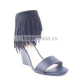 Fashionable Party Wear Wedge Woman Tassel Sandals Cheap With Back Zipper thumbnail-2