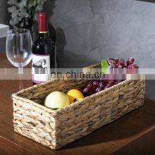 HBK Rectangle Water Hyacinth Woven Rattan Storage Basket Storage Box for Bathroom and Kitchen Storage thumbnail-5