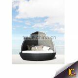 Popular New Design White and Black Rattan Outdoor Sun Lounger Wicker Patio Daybed Round thumbnail-1