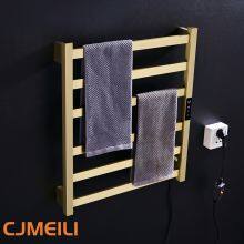 Bathroom Electric Heated Towel Rack, Towel Warmer for Bathroom, Wall Mounted Stainless Steel,Brushed Gold thumbnail-2