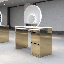 Stainless Steel Hair Salon Mirror Luxury Led Light Wall Mounted Hair Salon Mirrors Station thumbnail-5