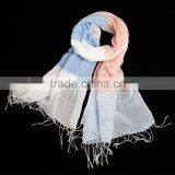 Winter Autumn Fashion Checked Plaid Striped Woven Cotton Linen Woman Scarf With Tassel thumbnail-5