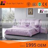 Chinese wooden frame leather bed design for sale