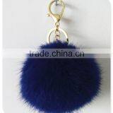 Red Fur Pom Pom Keychain Rabbit Fur Pom Pom Ball With Flower Bag Charm thumbnail-3
