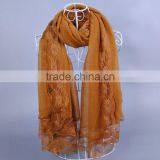 Fashionable Pure Color Big Lace Women Scarf Voile Scarves 180*100 Pashmina thumbnail-5