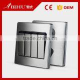 Durable in Use BIHU Brown or Silver Color 4 Gang 2 Way Modern Light Switch thumbnail-3