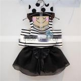 Bulk Wholesale Fashion Design Girls Child Clothes Cotton Black Short Skirt Suit