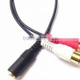 3.5mm Female To 2 RCA Male Aux Auxiliary Gold Plated Stereo Adapter