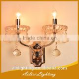 New Design Top Level Cheapest 2 Lights Crystal Wall Lamp with Ball Drops