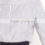 Women's Bell Sleeve Stripe Pattern Round Neck Pleated Blouse thumbnail-5